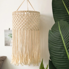 Diamond Macrame Cotton Lamp Shade, Hand Knotted Cylindrical Pendant Light Cover with Long Tassels,www.kongzeglobal.com,Diamond Macrame Cotton Lamp Shade, Hand Knotted Cylindrical Pendant Light Cover with Long Tassels-www.kongzeglobal.com