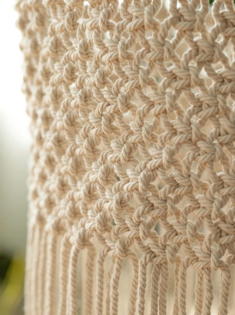 Diamond Macrame Cotton Lamp Shade, Hand Knotted Cylindrical Pendant Light Cover with Long Tassels,www.kongzeglobal.com,Diamond Macrame Cotton Lamp Shade, Hand Knotted Cylindrical Pendant Light Cover with Long Tassels-www.kongzeglobal.com