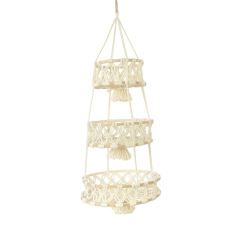 Macrame Cotton Hanging Storage Basket, Multi-Tier Hand Knotted Fruit & Plant Wall Hanging Holder,www.kongzeglobal.com,Macrame Cotton Hanging Storage Basket, Multi-Tier Hand Knotted Fruit & Plant Wall Hanging Holder-www.kongzeglobal.com