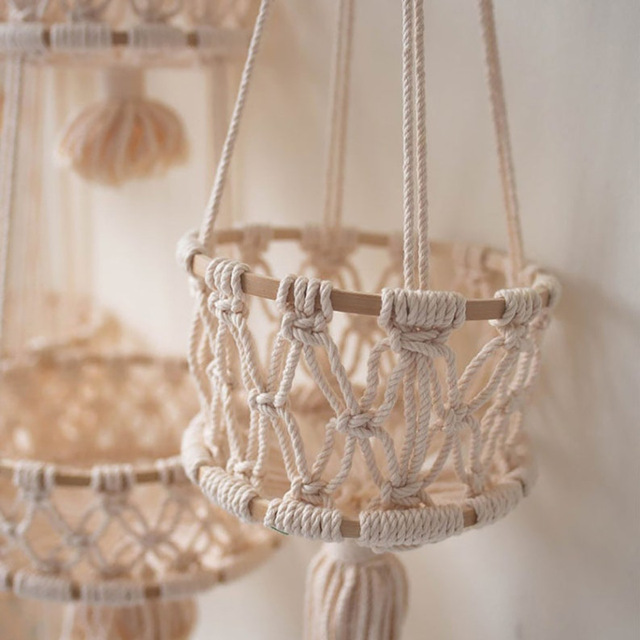 Macrame Cotton Hanging Storage Basket, Multi-Tier Hand Knotted Fruit & Plant Wall Hanging Holder,www.kongzeglobal.com,Macrame Cotton Hanging Storage Basket, Multi-Tier Hand Knotted Fruit & Plant Wall Hanging Holder-www.kongzeglobal.com
