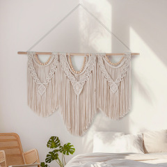 Triangular Macrame Cotton Wall Tapestry, Hand Knotted Tassel Fringe Wall Hanging for Home Wedding Background Decor,www.kongzeglobal.com,Triangular Macrame Cotton Wall Tapestry, Hand Knotted Tassel Fringe Wall Hanging for Home Wedding Background Decor-www.kongzeglobal.com