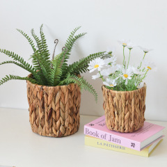 Natural Water Hyacinth Woven Plant Pot, Cylindrical Handwoven Flower Basket with Waterproof Liner for Balcony Indoor Greenery Decor Storage,www.kongzeglobal.com,Natural Water Hyacinth Woven Plant Pot, Cylindrical Handwoven Flower Basket with Waterproof Liner for Balcony Indoor Greenery Decor Storage-www.kongzeglobal.com