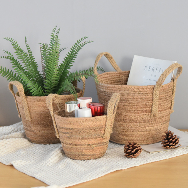 Natural Banana Fiber Handled Woven Plant Basket, Dual Ear Tapered Flower Pot Cover for Indoor Greenery Decor & Sundry Storage,www.kongzeglobal.com,Natural Banana Fiber Handled Woven Plant Basket, Dual Ear Tapered Flower Pot Cover for Indoor Greenery Decor & Sundry Storage-www.kongzeglobal.com