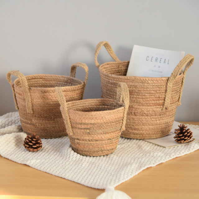 Natural Banana Fiber Handled Woven Plant Basket, Dual Ear Tapered Flower Pot Cover for Indoor Greenery Decor & Sundry Storage,www.kongzeglobal.com,Natural Banana Fiber Handled Woven Plant Basket, Dual Ear Tapered Flower Pot Cover for Indoor Greenery Decor & Sundry Storage-www.kongzeglobal.com