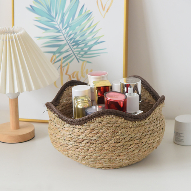 Wavy Edge Natural Straw Woven Plant Basket, Waterproof Lined Flower Pot Cover for Succulent Greenery Balcony Indoor Decor Storage,www.kongzeglobal.com,Wavy Edge Natural Straw Woven Plant Basket, Waterproof Lined Flower Pot Cover for Succulent Greenery Balcony Indoor Decor Storage-www.kongzeglobal.com