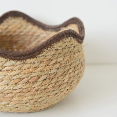 Wavy Edge Natural Straw Woven Plant Basket, Waterproof Lined Flower Pot Cover for Succulent Greenery Balcony Indoor Decor Storage,www.kongzeglobal.com,Wavy Edge Natural Straw Woven Plant Basket, Waterproof Lined Flower Pot Cover for Succulent Greenery Balcony Indoor Decor Storage-www.kongzeglobal.com