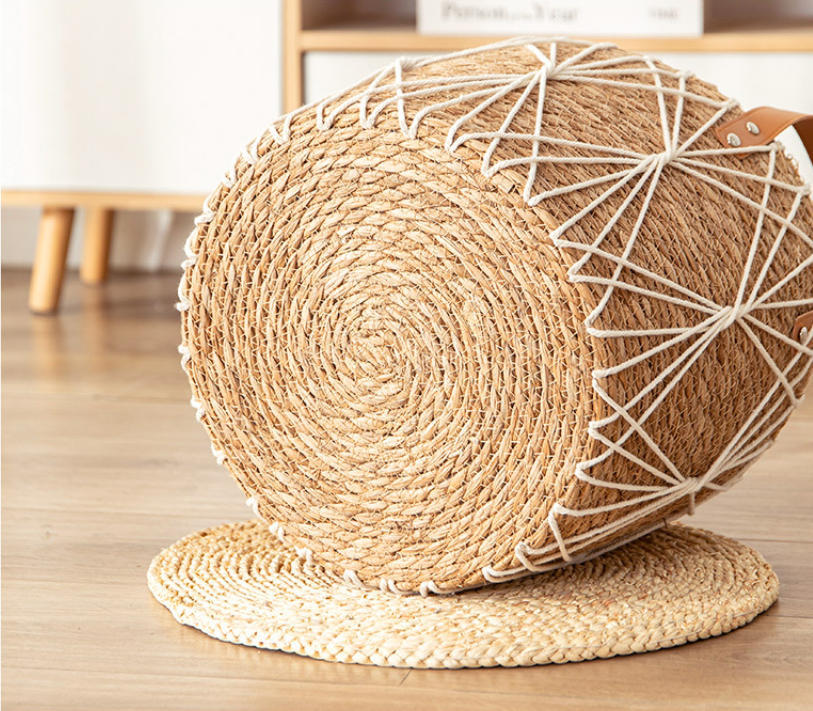 Diamond Net Natural Straw Woven Plant Basket, Dual Handle Cylindrical Flower Pot Cover with Waterproof Liner for Indoor Balcony Greenery Storage,www.kongzeglobal.com,Diamond Net Natural Straw Woven Plant Basket, Dual Handle Cylindrical Flower Pot Cover with Waterproof Liner for Indoor Balcony Greenery Storage-www.kongzeglobal.com