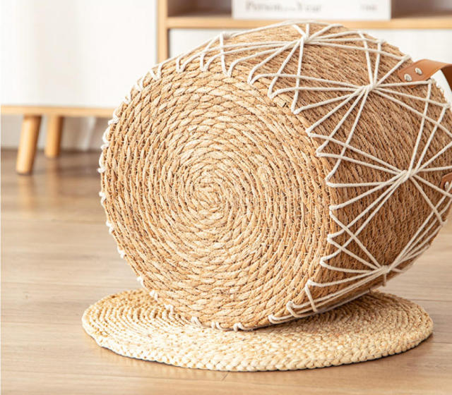 Diamond Net Natural Straw Woven Plant Basket, Dual Handle Cylindrical Flower Pot Cover with Waterproof Liner for Indoor Balcony Greenery Storage,www.kongzeglobal.com,Diamond Net Natural Straw Woven Plant Basket, Dual Handle Cylindrical Flower Pot Cover with Waterproof Liner for Indoor Balcony Greenery Storage-www.kongzeglobal.com