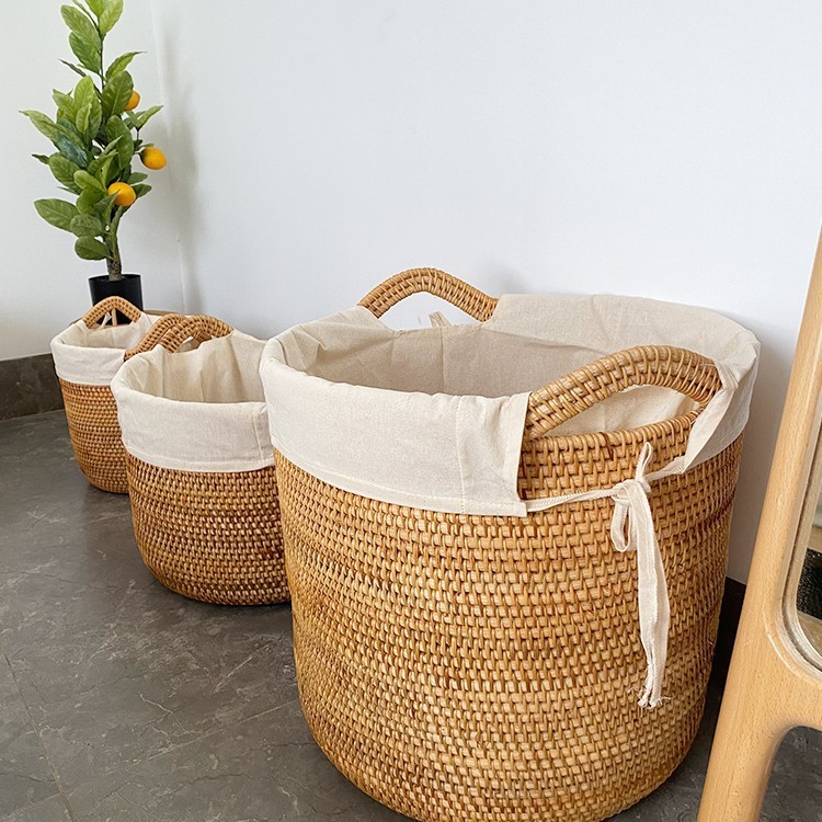 Natural Rattan Round Laundry Basket, Handwoven Storage Hamper with Detachable Cotton Liner & Dual Handles for Bathroom Bedroom Living Room Tidy,www.kongzeglobal.com,Natural Rattan Round Laundry Basket, Handwoven Storage Hamper with Detachable Cotton Liner & Dual Handles for Bathroom Bedroom Living Room Tidy-www.kongzeglobal.com