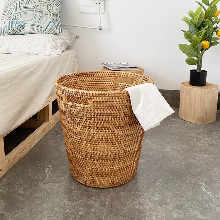 Natural Rattan Round Laundry Basket, Handwoven Storage Hamper with Detachable Cotton Liner & Dual Handles for Bathroom Bedroom Living Room Tidy,www.kongzeglobal.com,Natural Rattan Round Laundry Basket, Handwoven Storage Hamper with Detachable Cotton Liner & Dual Handles for Bathroom Bedroom Living Room Tidy-www.kongzeglobal.com