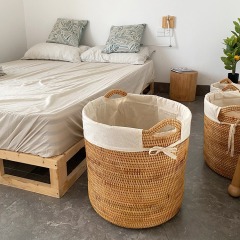 Natural Rattan Round Laundry Basket, Handwoven Storage Hamper with Detachable Cotton Liner & Dual Handles for Bathroom Bedroom Living Room Tidy,www.kongzeglobal.com,Natural Rattan Round Laundry Basket, Handwoven Storage Hamper with Detachable Cotton Liner & Dual Handles for Bathroom Bedroom Living Room Tidy-www.kongzeglobal.com