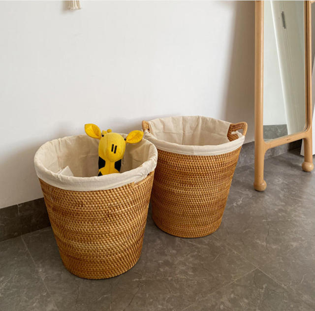 Natural Rattan Round Laundry Basket, Handwoven Storage Hamper with Detachable Cotton Liner & Dual Handles for Bathroom Bedroom Living Room Tidy,www.kongzeglobal.com,Natural Rattan Round Laundry Basket, Handwoven Storage Hamper with Detachable Cotton Liner & Dual Handles for Bathroom Bedroom Living Room Tidy-www.kongzeglobal.com