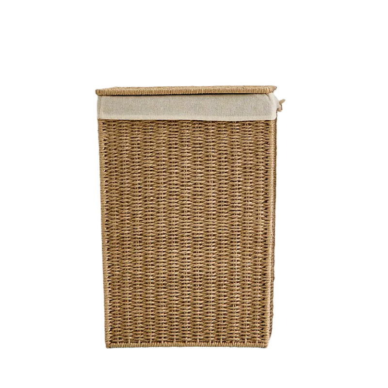 Foldable Lidded Paper Rope Woven Laundry Hamper, Large Capacity Rectangular Handwoven Storage Basket with Cotton Liner,www.kongzeglobal.com,Foldable Lidded Paper Rope Woven Laundry Hamper, Large Capacity Rectangular Handwoven Storage Basket with Cotton Liner-www.kongzeglobal.com