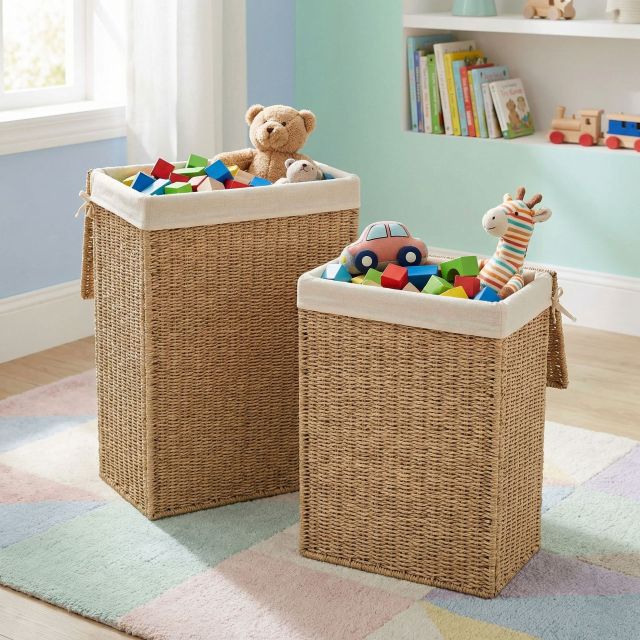 Foldable Lidded Paper Rope Woven Laundry Hamper, Large Capacity Rectangular Handwoven Storage Basket with Cotton Liner,www.kongzeglobal.com,Foldable Lidded Paper Rope Woven Laundry Hamper, Large Capacity Rectangular Handwoven Storage Basket with Cotton Liner-www.kongzeglobal.com