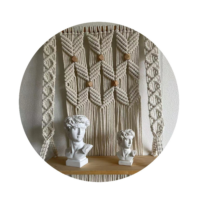 Macrame Wall Hanging Plant Shelf, Hand Knotted Cotton Tapestry with Solid Wood Display Board,www.kongzeglobal.com,Macrame Wall Hanging Plant Shelf, Hand Knotted Cotton Tapestry with Solid Wood Display Board-www.kongzeglobal.com