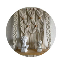 Macrame Wall Hanging Plant Shelf, Hand Knotted Cotton Tapestry with Solid Wood Display Board,www.kongzeglobal.com,Macrame Wall Hanging Plant Shelf, Hand Knotted Cotton Tapestry with Solid Wood Display Board-www.kongzeglobal.com