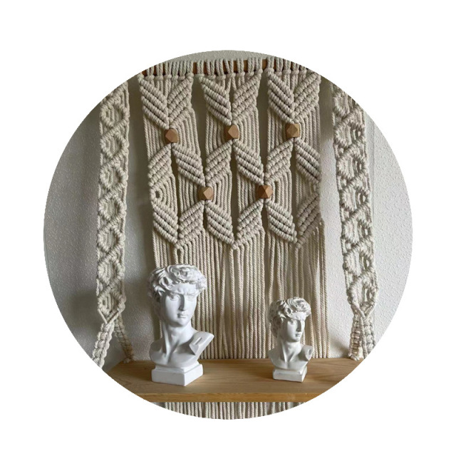 Macrame Wall Hanging Plant Shelf, Hand Knotted Cotton Tapestry with Solid Wood Display Board,www.kongzeglobal.com,Macrame Wall Hanging Plant Shelf, Hand Knotted Cotton Tapestry with Solid Wood Display Board-www.kongzeglobal.com