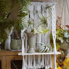 Macrame Wall Hanging Plant Shelf, Hand Knotted Cotton Tapestry with Solid Wood Display Board,www.kongzeglobal.com,Macrame Wall Hanging Plant Shelf, Hand Knotted Cotton Tapestry with Solid Wood Display Board-www.kongzeglobal.com