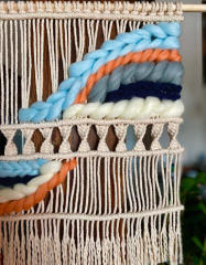 Color Block Macrame Cotton Wall Hanging, Hand Knitted Gradient Tapestry with Long Tassel Fringe,www.kongzeglobal.com,Color Block Macrame Cotton Wall Hanging, Hand Knitted Gradient Tapestry with Long Tassel Fringe-www.kongzeglobal.com