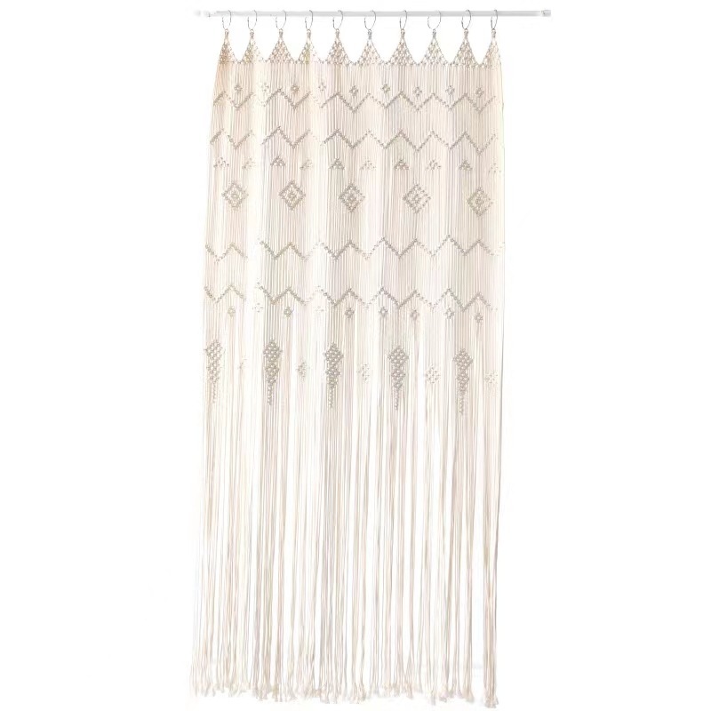 Boho Macrame Cotton Door Curtain, Hand Knotted Full Length Room Divider Tapestry,www.kongzeglobal.com,Boho Macrame Cotton Door Curtain, Hand Knotted Full Length Room Divider Tapestry-www.kongzeglobal.com