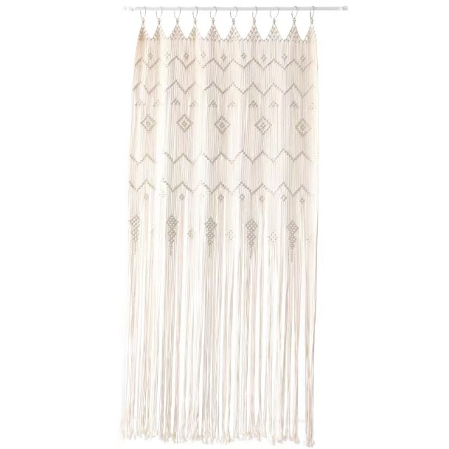 Boho Macrame Cotton Door Curtain, Hand Knotted Full Length Room Divider Tapestry,www.kongzeglobal.com,Boho Macrame Cotton Door Curtain, Hand Knotted Full Length Room Divider Tapestry-www.kongzeglobal.com