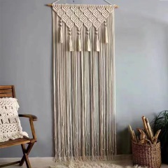 Boho Macrame Cotton Door Curtain, Hand Knotted Full Length Room Divider Tapestry,www.kongzeglobal.com,Boho Macrame Cotton Door Curtain, Hand Knotted Full Length Room Divider Tapestry-www.kongzeglobal.com