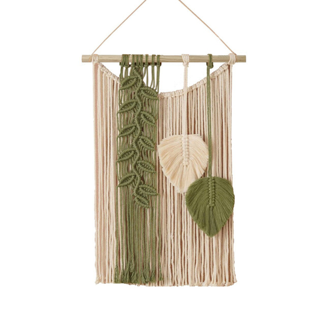 Leaf Macrame Wall Hanging, Hand Knotted Cotton Tapestry for Meter Box & Home Wall Decor,www.kongzeglobal.com,Leaf Macrame Wall Hanging, Hand Knotted Cotton Tapestry for Meter Box & Home Wall Decor-www.kongzeglobal.com