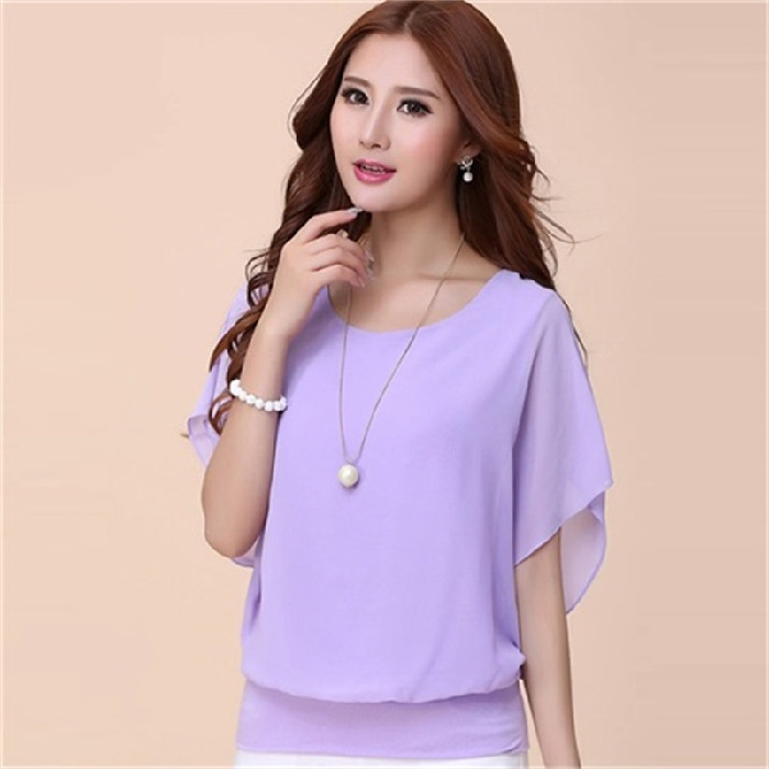 New Spring/Summer Plus-Size Women's Clothing — Summer Collection: Short-Sleeve T-Shirts and Loose, Slimming Chiffon Tops
