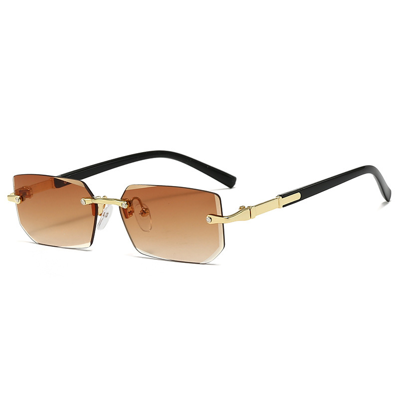 New rimless fashion sunglasses European and American trendy cut-edge sunglasses personalized jelly color sunglasses rimless sunglasses