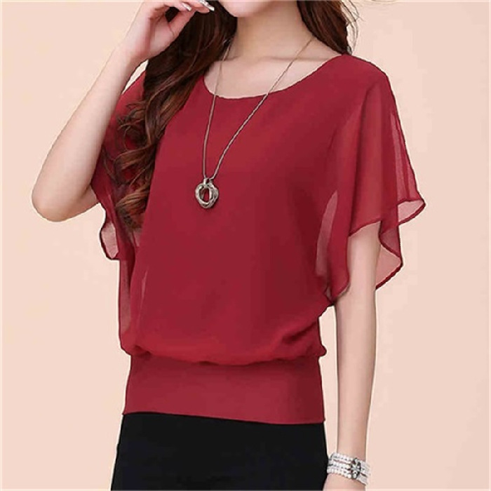 New Spring/Summer Plus-Size Women's Clothing — Summer Collection: Short-Sleeve T-Shirts and Loose, Slimming Chiffon Tops