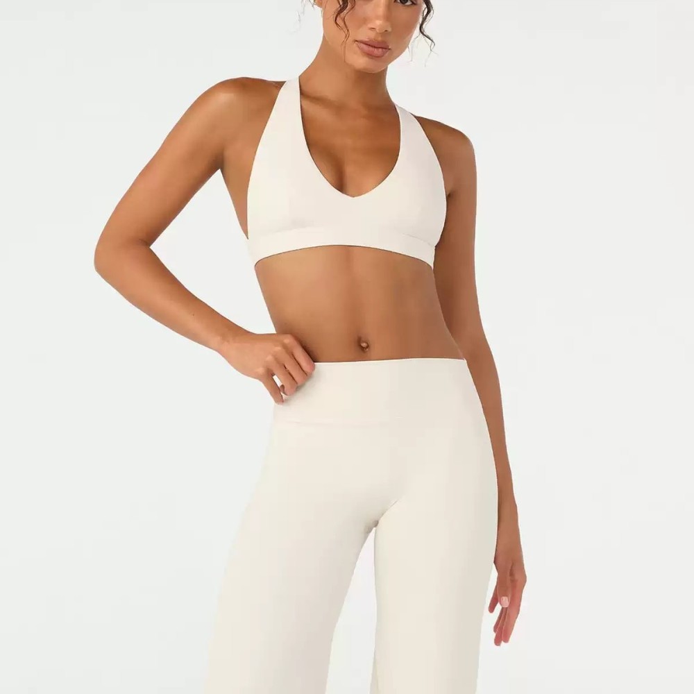 Nude-feel wrap bra with shock absorption high elasticity sports yoga wear set running and fitness wide-leg two-piece set