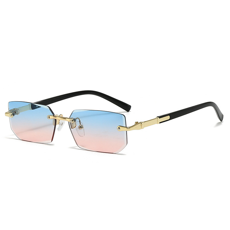 New rimless fashion sunglasses European and American trendy cut-edge sunglasses personalized jelly color sunglasses rimless sunglasses