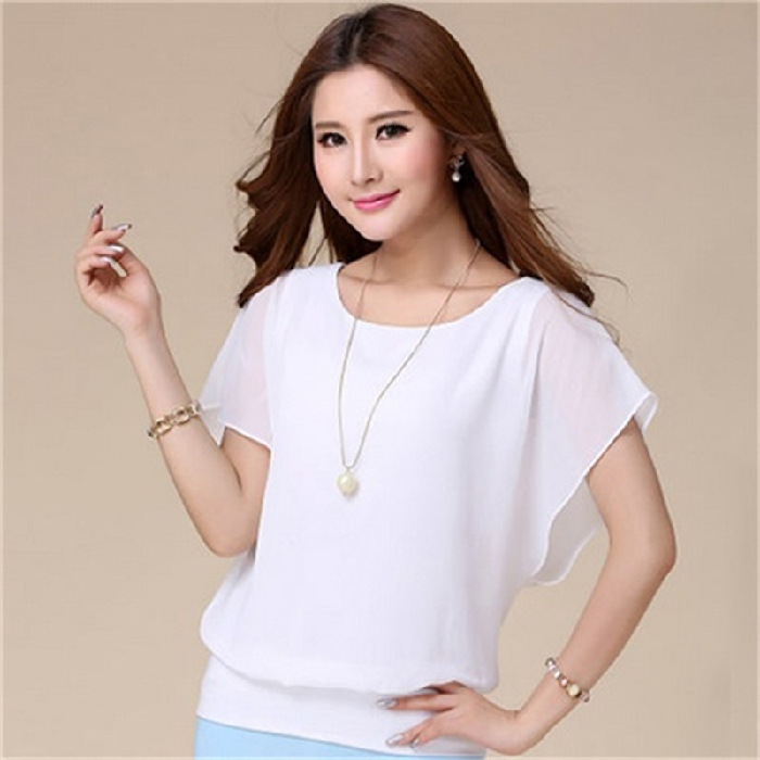New Spring/Summer Plus-Size Women's Clothing — Summer Collection: Short-Sleeve T-Shirts and Loose, Slimming Chiffon Tops