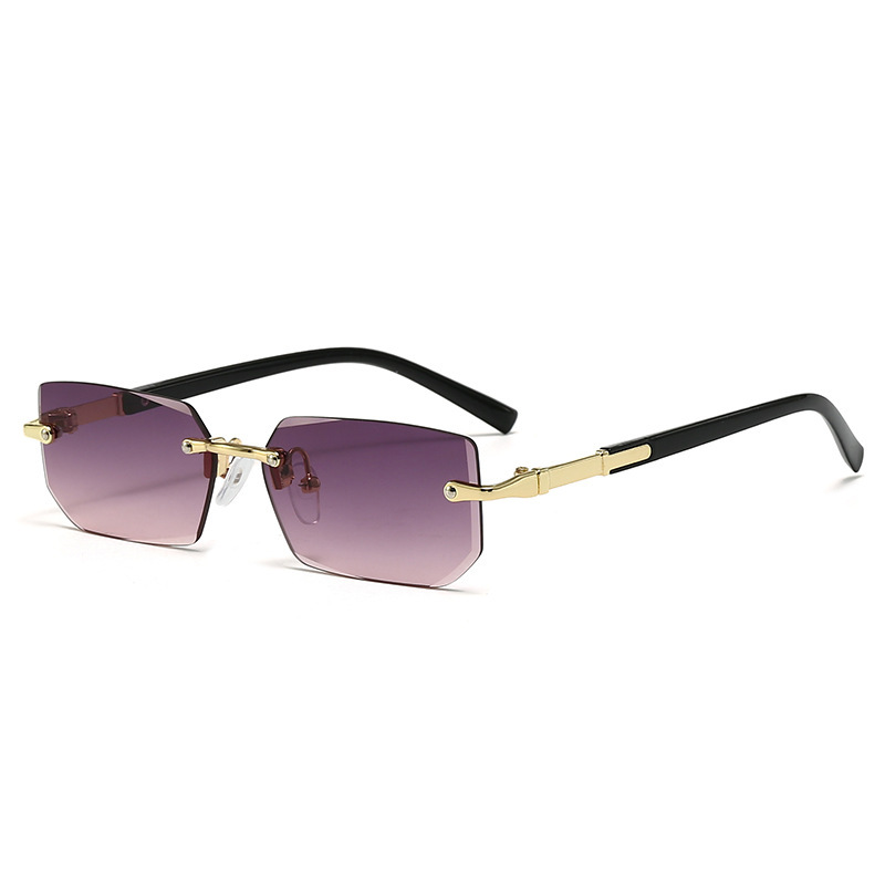 New rimless fashion sunglasses European and American trendy cut-edge sunglasses personalized jelly color sunglasses rimless sunglasses