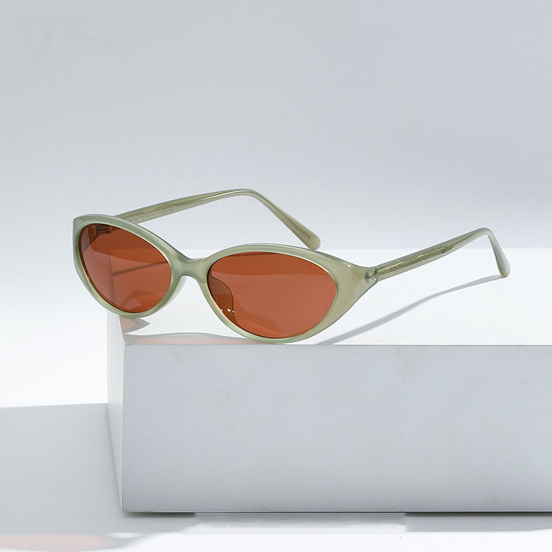 2026 Cat Eye Small Frame Oval Glasses Fashionable European and American Style Export Sunglasses Women's Premium Pin Sunglasses