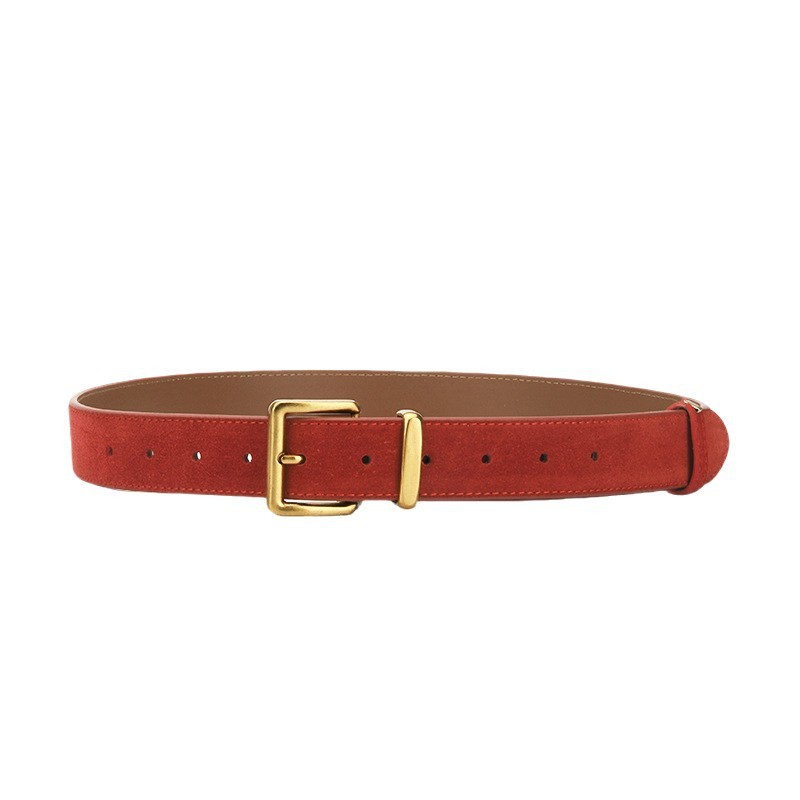 New Women's Genuine Suede Leather Belt – Stylish, Minimalist, and Versatile – Suitable for Dresses and Jeans – Wholesale