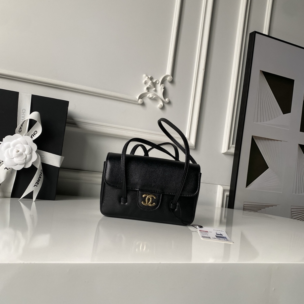 Chanel 26P Mini Preppy Coco Flap Bag Grained Caviar Leather & Gold-Tone Metal AS6129
