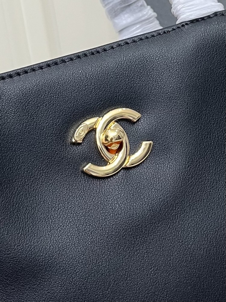Chanel 2026 Small Shopping Bag Shiny Calfskin Gold Hardware Black AS6452