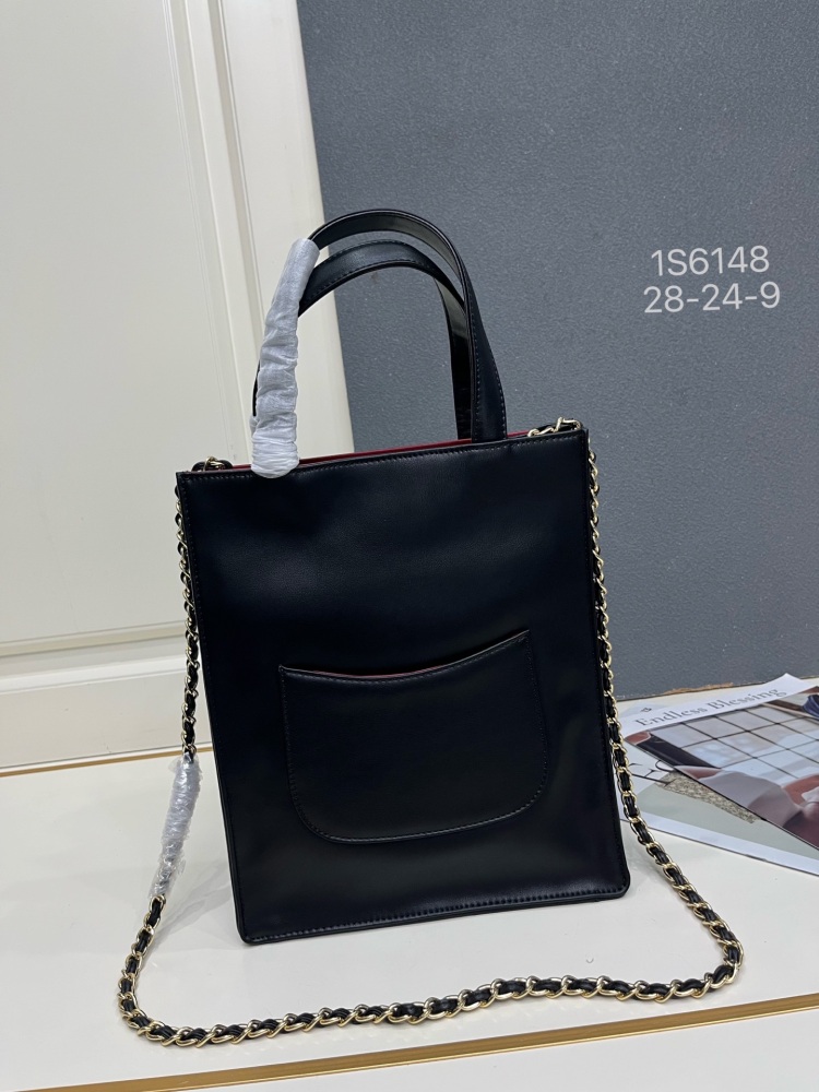 Chanel 2026 Small Shopping Bag Shiny Calfskin Gold Hardware Black AS6452