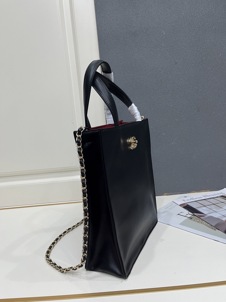 Chanel 2026 Small Shopping Bag Shiny Calfskin Gold Hardware Black AS6452