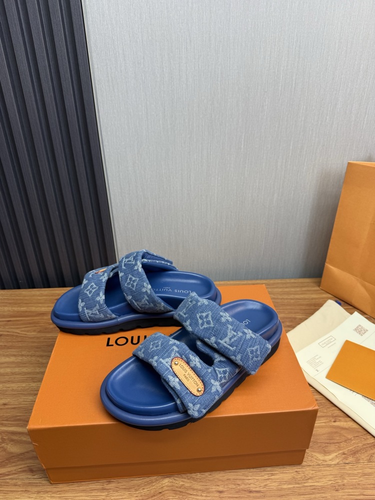 LV Couples' Slippers Pool Pillow Comfort‌ Denim Slippers
