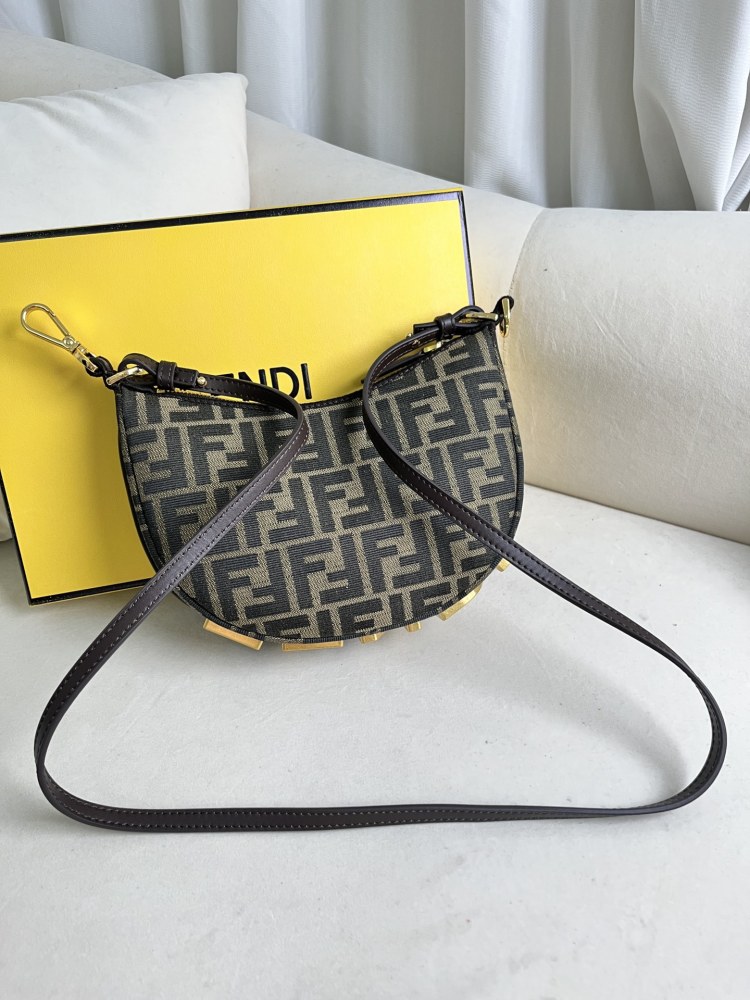 Fendigraphy Mini FF Monogram Jacquard Hobo Fendi Crescent Bag Moon Bag 8BS081ALP3F1MAT
