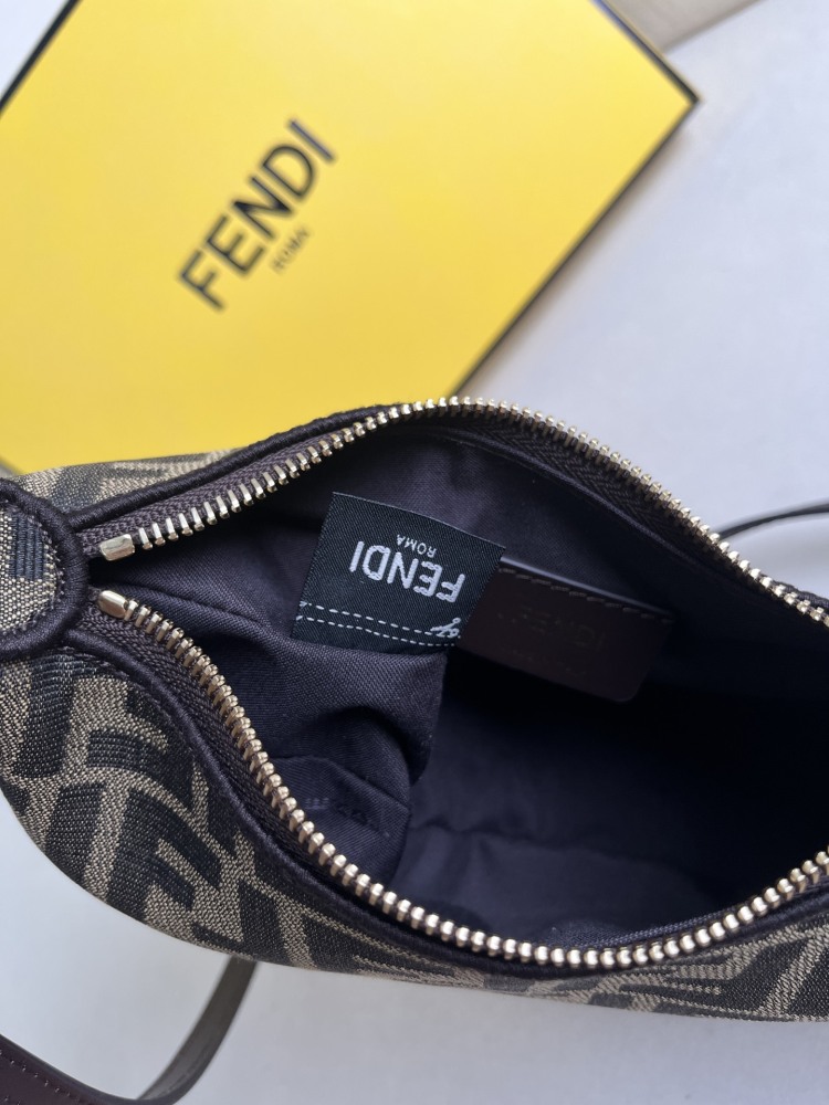 Fendigraphy Mini FF Monogram Jacquard Hobo Fendi Crescent Bag Moon Bag 8BS081ALP3F1MAT