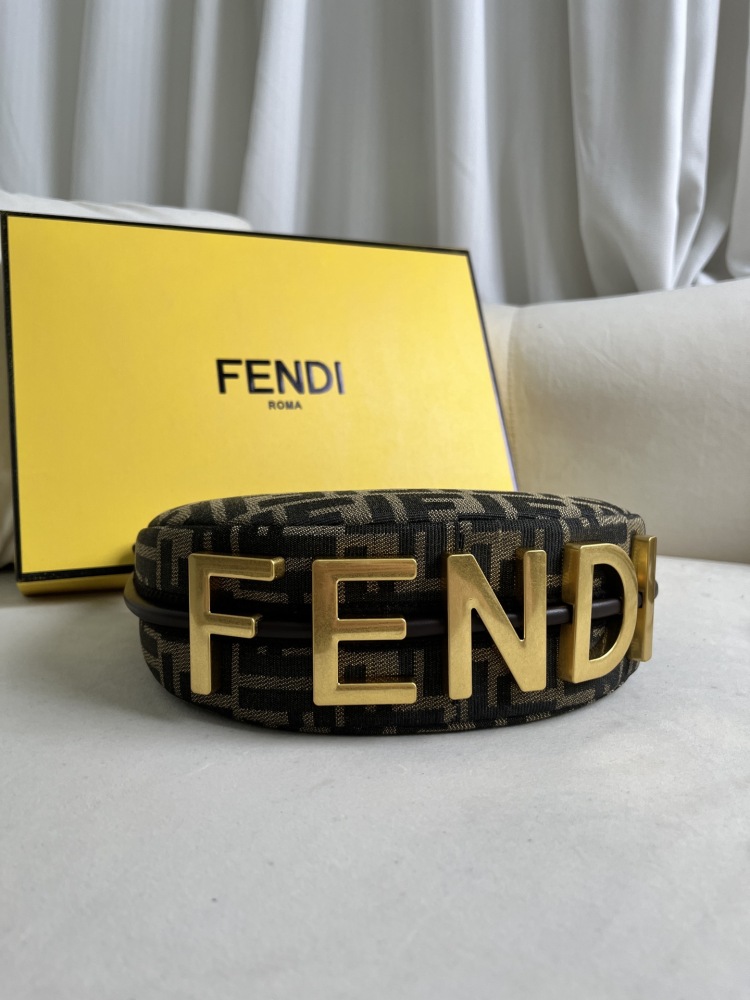 Fendigraphy Mini FF Monogram Jacquard Hobo Fendi Crescent Bag Moon Bag 8BS081ALP3F1MAT
