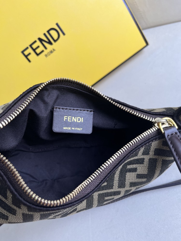 Fendigraphy Mini FF Monogram Jacquard Hobo Fendi Crescent Bag Moon Bag 8BS081ALP3F1MAT