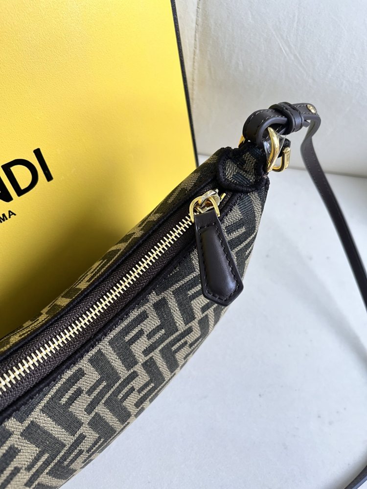Fendigraphy Mini FF Monogram Jacquard Hobo Fendi Crescent Bag Moon Bag 8BS081ALP3F1MAT