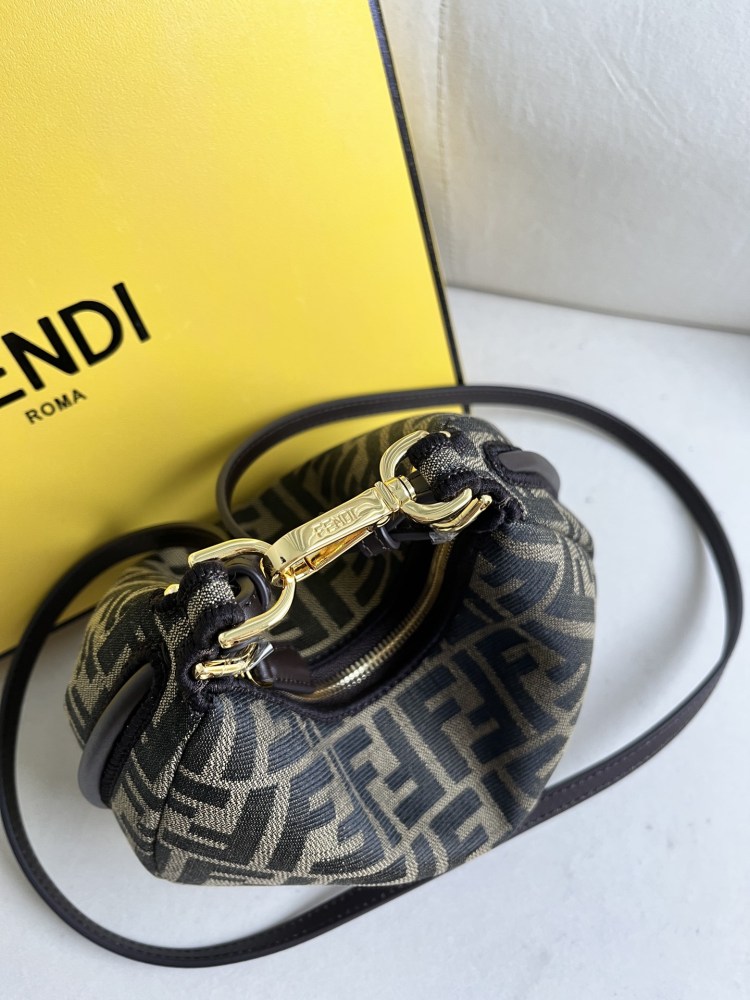 Fendigraphy Mini FF Monogram Jacquard Hobo Fendi Crescent Bag Moon Bag 8BS081ALP3F1MAT