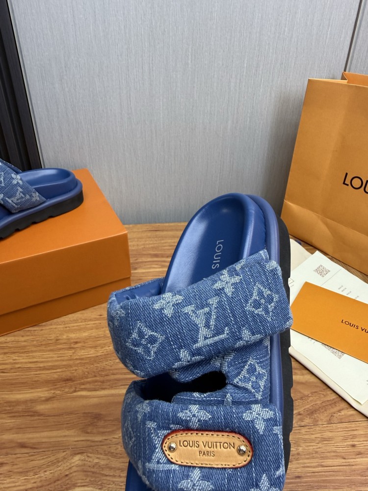 LV Couples' Slippers Pool Pillow Comfort‌ Denim Slippers