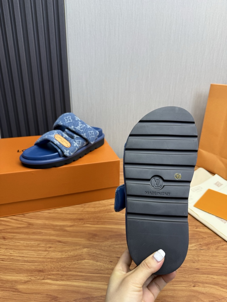 LV Couples' Slippers Pool Pillow Comfort‌ Denim Slippers