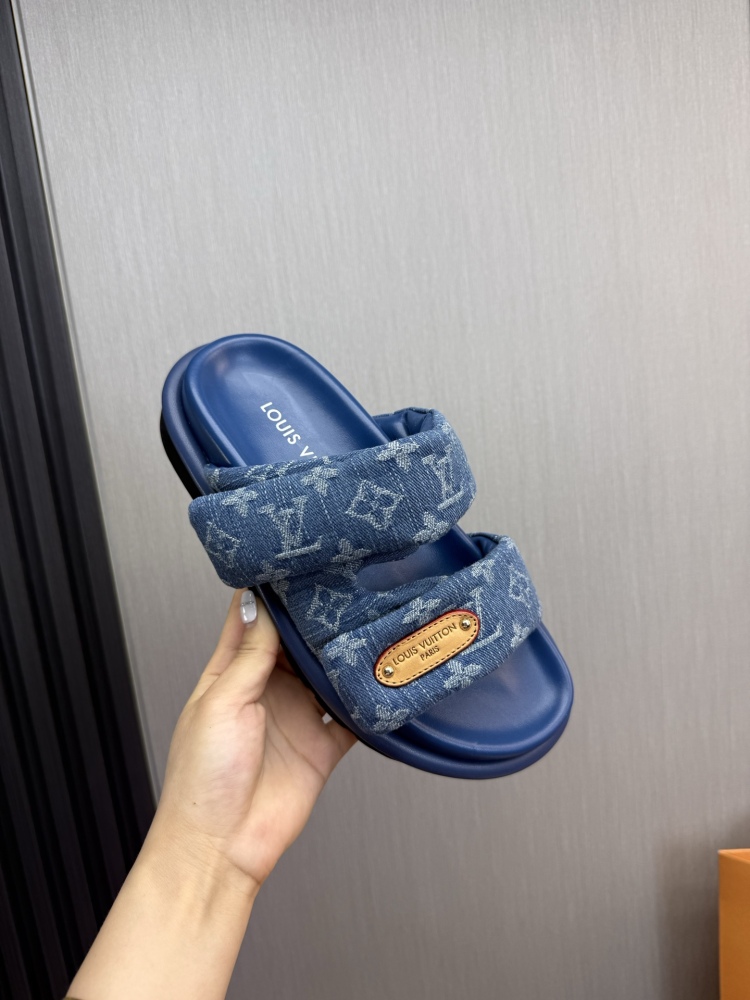 LV Couples' Slippers Pool Pillow Comfort‌ Denim Slippers